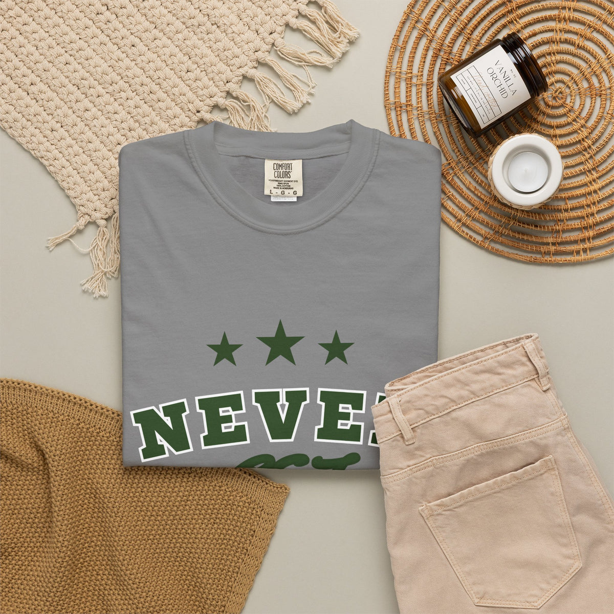 Never Get Busted – Three Star Green Tee